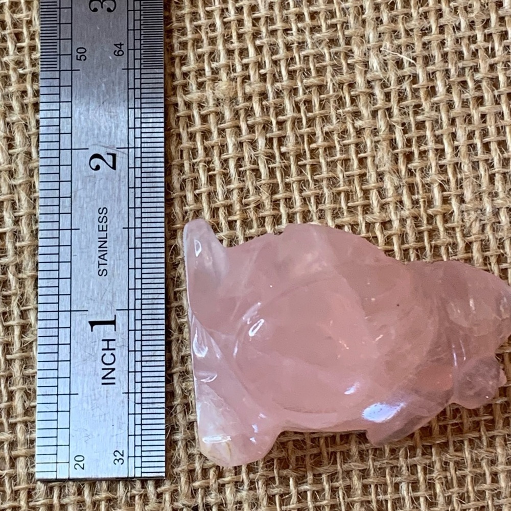 Fine VTG Antique Hand Carved Rose Quartz Daikokuten Seven Lucky Gods Figurine 2" - Picture 14 of 16